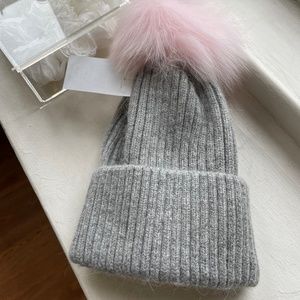 Pink fox fur Angora wool beanie